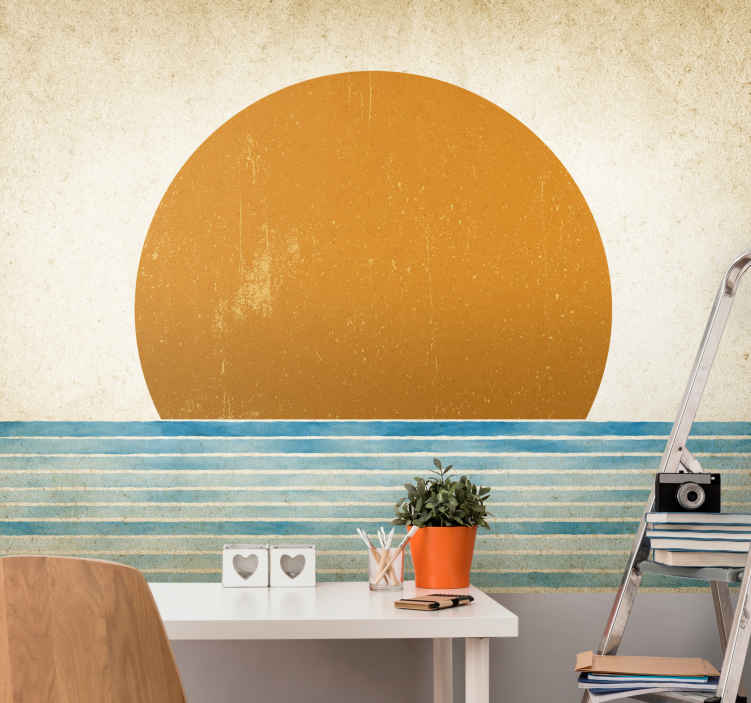 Sunset over water illustration Wall Murals - TenStickers