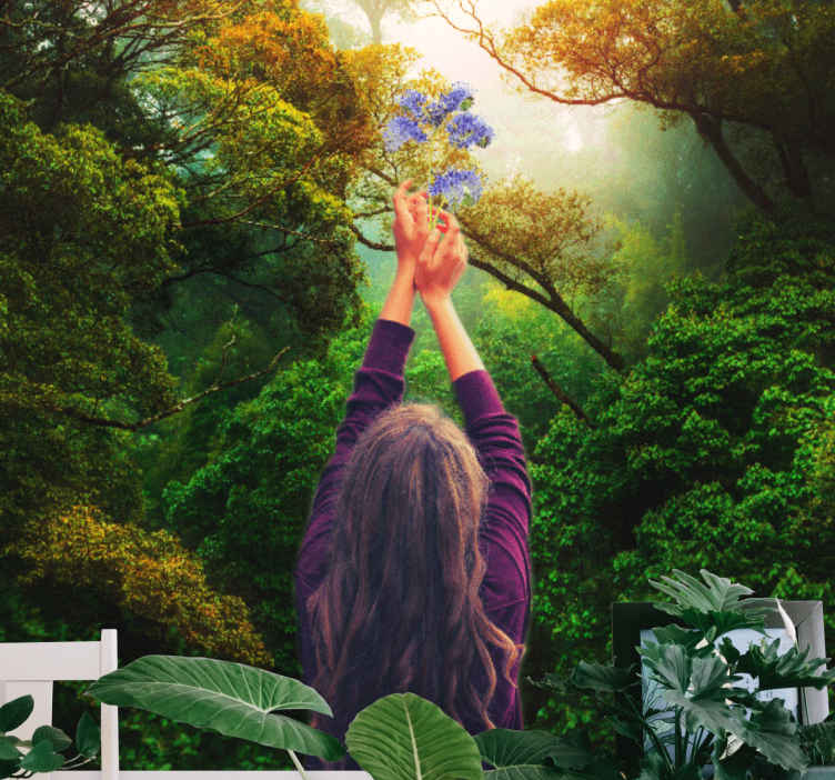 Fotomurale artistico Ragazza viola e foresta