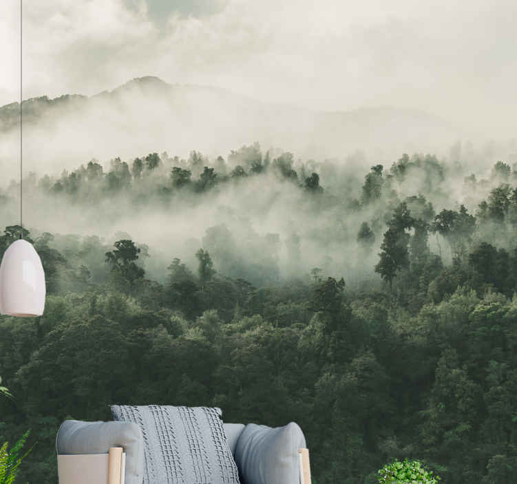 Fotomural naturaleza Selva tropical verde con niebla - TenVinilo