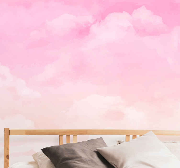 10代の寝室のためのピンクのパステル空の背景の壁の壁画 Tenstickers