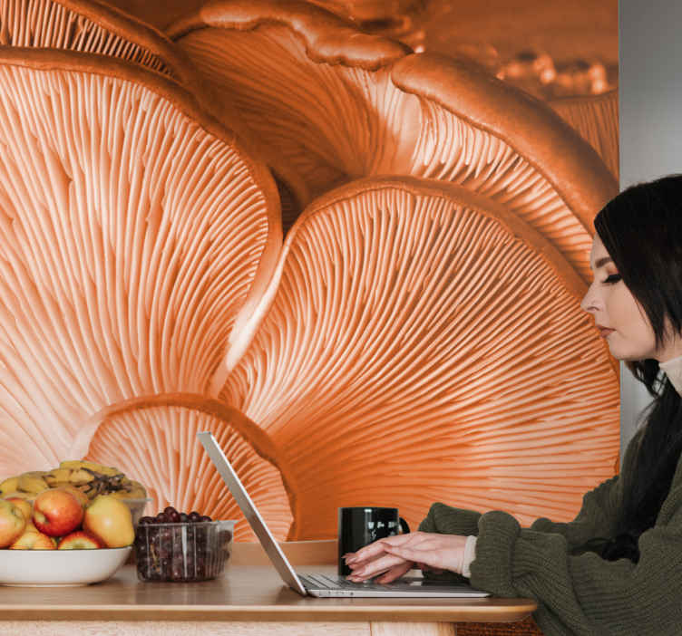 Mural de flores con textura de champiñón - TenVinilo