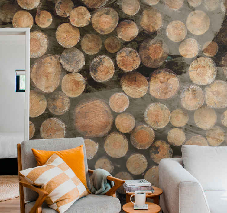 Fotobehang ander print houten stam arrangement - TenStickers
