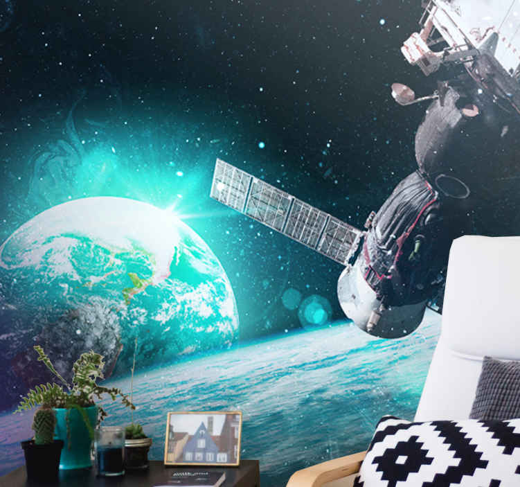 Fotomural naturaleza Estación espacial y planeta tierra. - TenVinilo