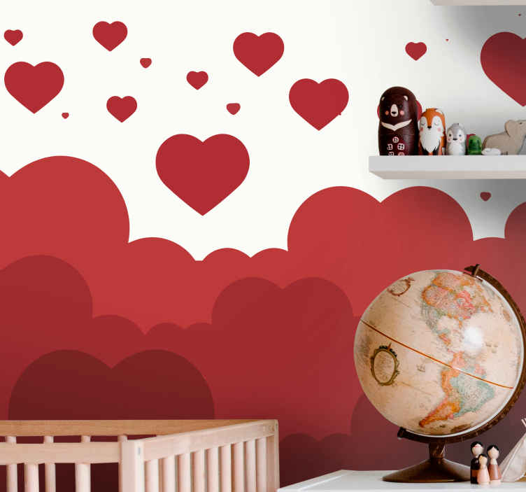 Mural Nuages avec cœur comme Goutte Sticker ciel DECO
