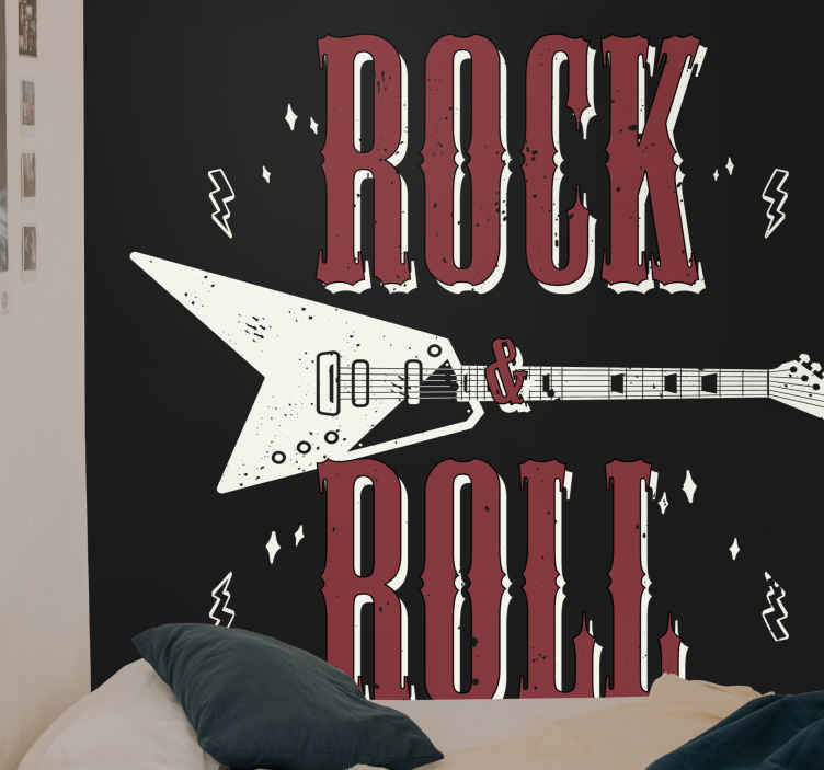 Rock n' Roll with guitar design bedroom carpet