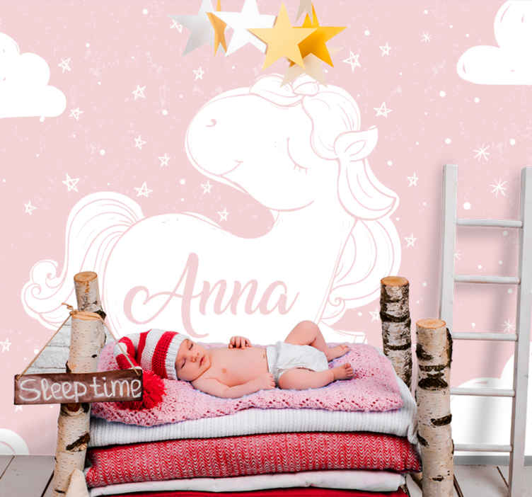 Fotomurali bambini Unicorno rosa con