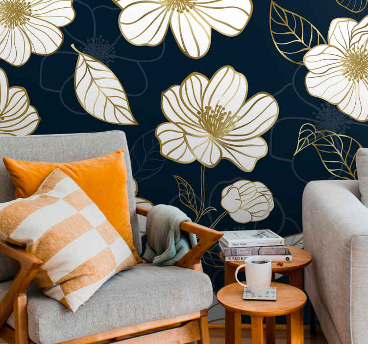 Mural de flores arreglo botánico elegante - TenVinilo