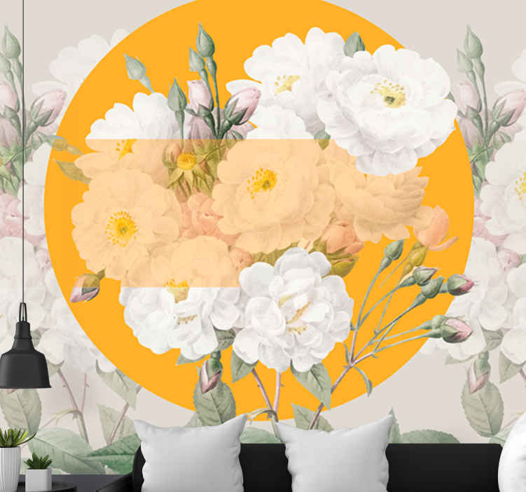 Mural de flores composición floral en floración - TenVinilo