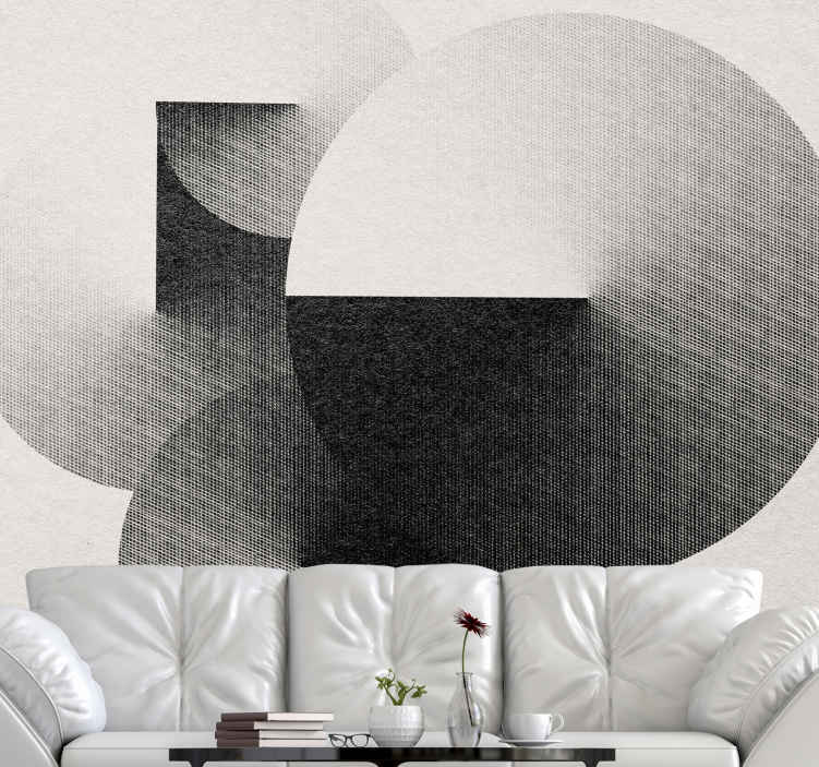 Mural abstracto composición de círculos geométricos - TenVinilo