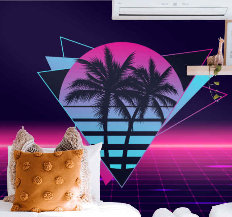 Fotobehang tekst retro palm geometrie - TenStickers