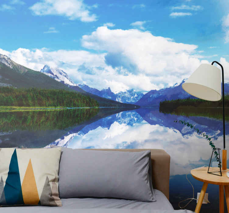 Mural de paisajes reflexión tranquila en la montaña - TenVinilo