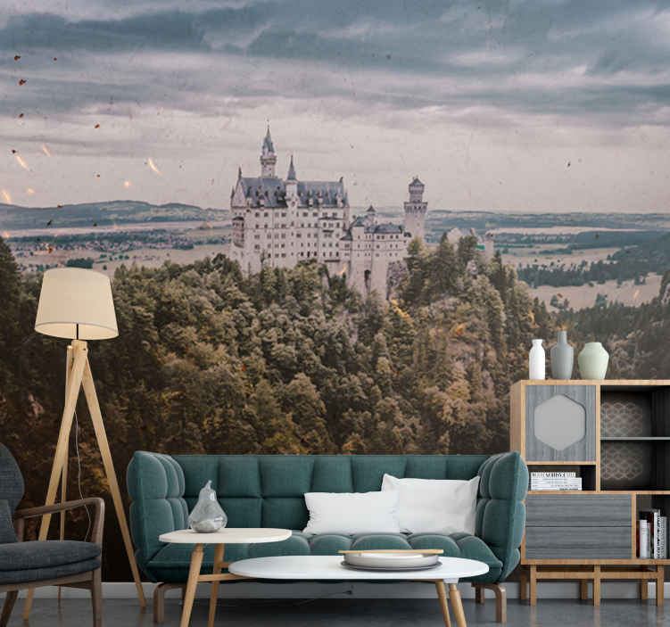 Fotobehang landschap kasteel op de berg - TenStickers