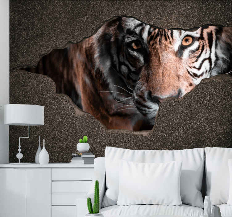 Papel de parede 3D para sala de estar, pôster de tigre, pintura de