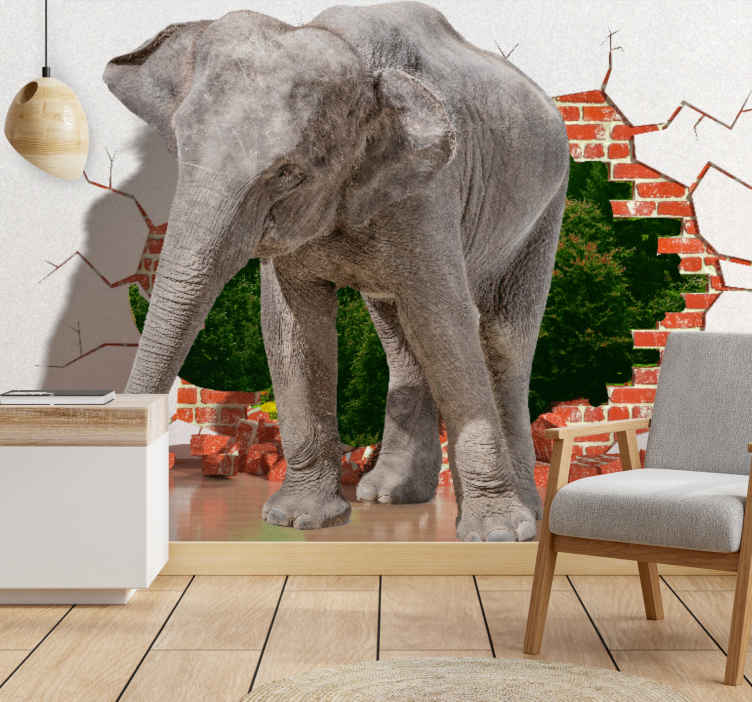 3D Giant Elephant Wall mural wallpaper