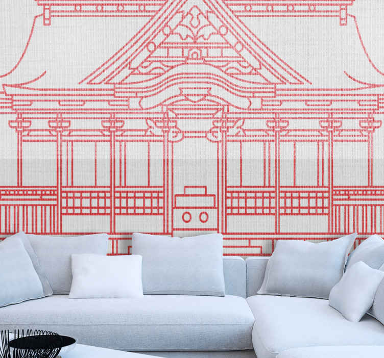 Red Japandi traditional house vintage mural TenStickers