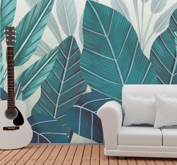Mural de naturaleza componentes de follaje tropical - TenVinilo