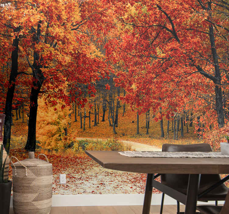 Fotomurale paesaggi Foresta di foglie rosse