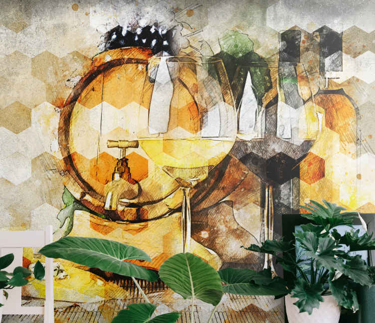 Adesivi murali 3d grandi Modello esagonale vinum