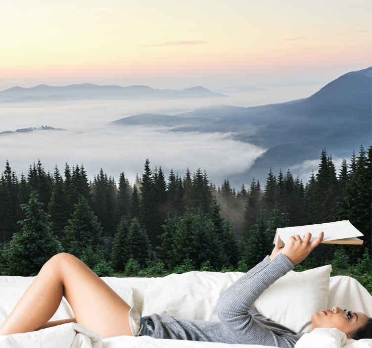 Tapisserie paysage vue paisible sur les montagnes - TenStickers