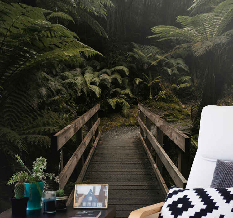 Parati per salone Ponte natura nella foresta