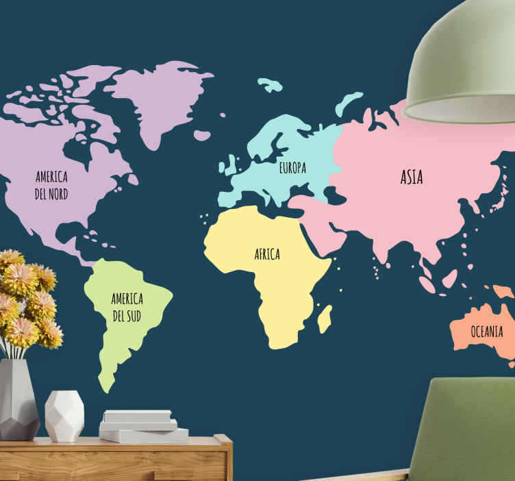 Fotomurali per sala del pranzo Continenti colori pastello it