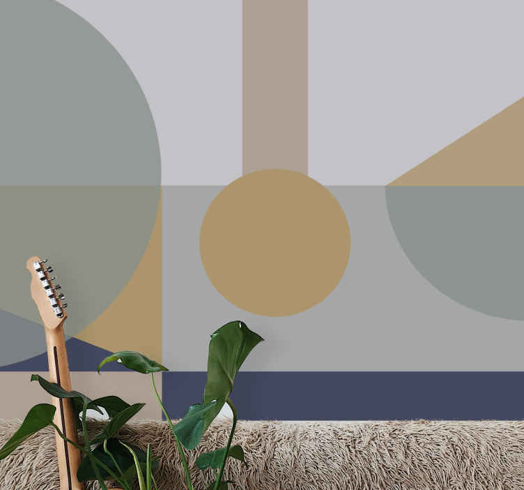 Murales per camera Motivo geometrico grigio e marrone