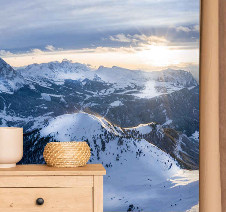 Alpine Sunrise Panorama mountain wall mural