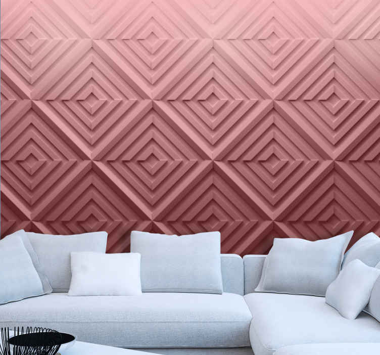 Pink geometrical abstraction 3d mural wallpaper - TenStickers