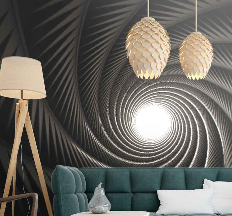 Modern geometric 3d spiral effect 3d mural wallpaper - TenStickers