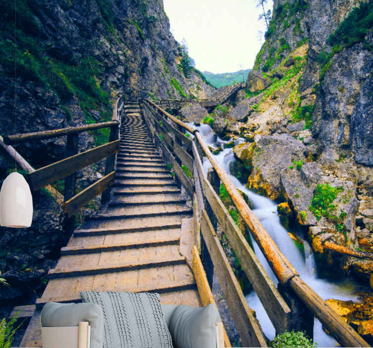 Adesivi murali 3d grandi Ponte di legno con effetto 3d