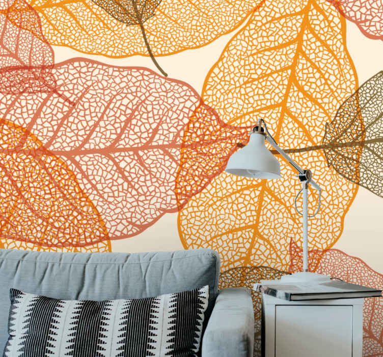 Papier peint nature motifs de feuilles détaillés - TenStickers