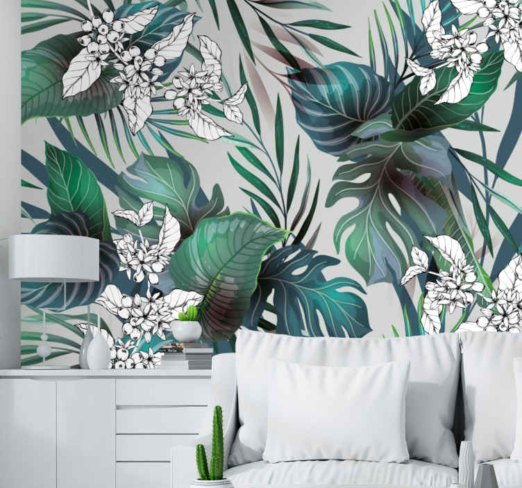 Abstract colorful botanical  Mural Wallpaper PVC Free NonToxic  Wall  Murals Wall Paper Decor Home Decor  BestOfBharat