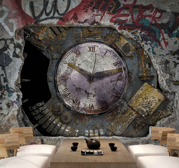 Industrial Old Time Gray Cement modern mural wallpaper - TenStickers