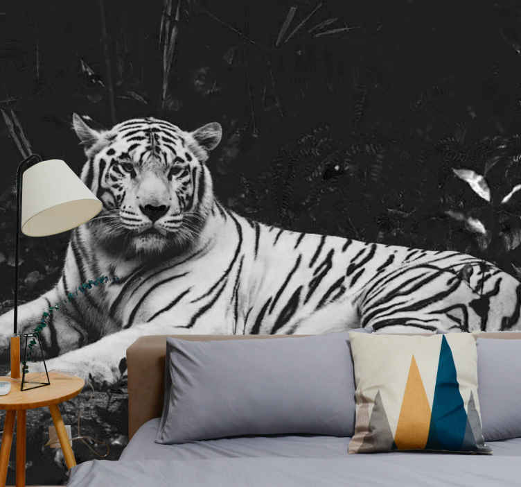  Papel pintado de vinilo de tigre 3D para sala de estar