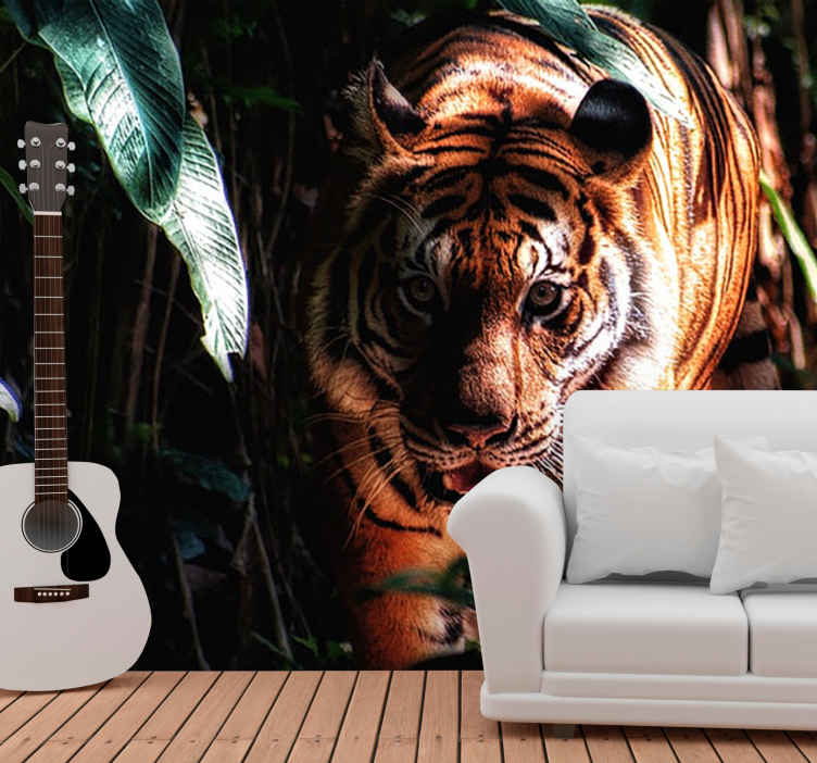 Mural animal Tigre 3d en la pared - TenVinilo