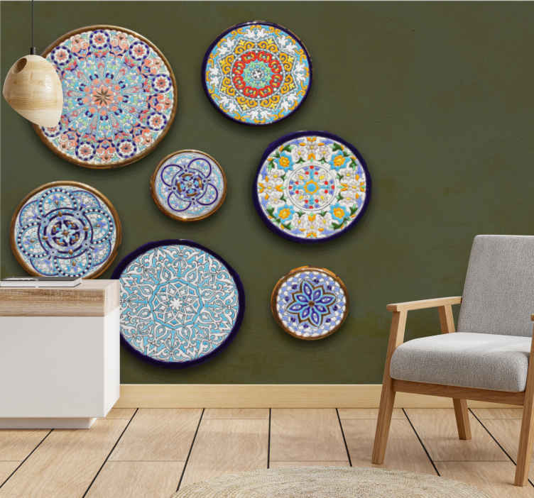 Mural de animales con patrones circulares intrincados - TenVinilo