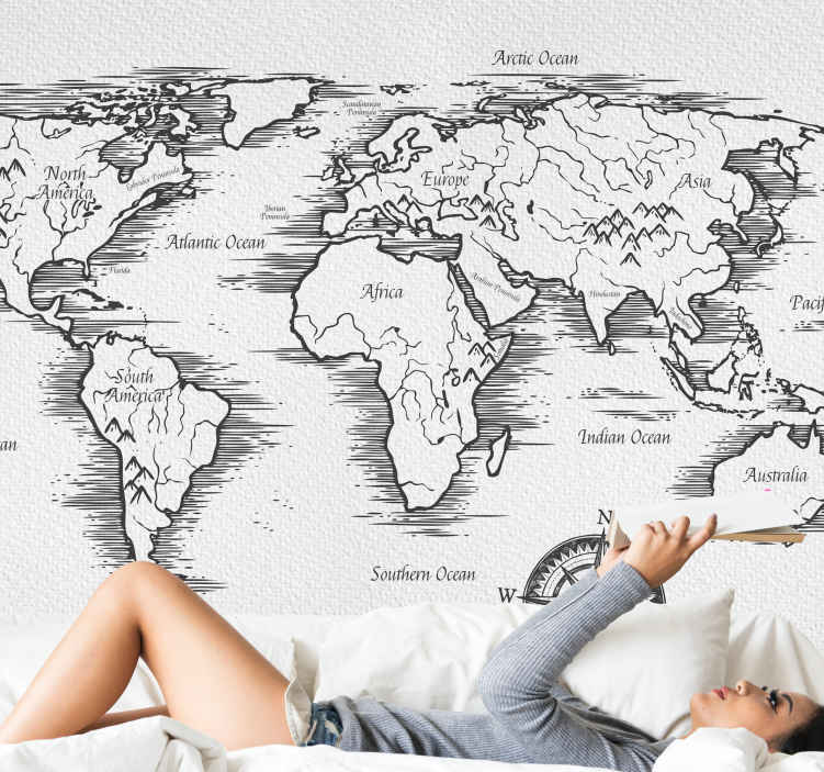 Photo Wallpaper World Map: Modern Geography - World Maps - Wall Murals