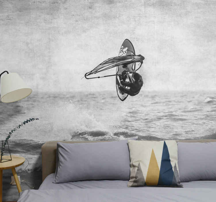 Mural para habitación juvenil windsurf blanco y negro - pvc