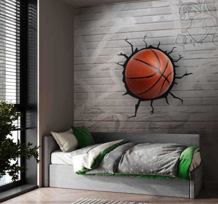 Papier peint effet 3D graffiti basketball - TenStickers