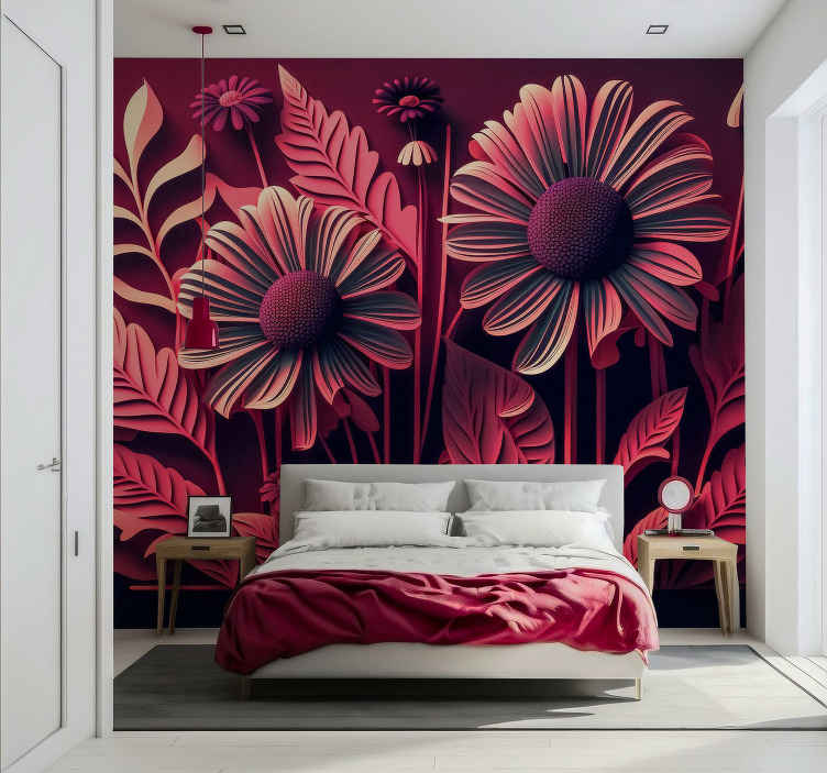 Stickers Muraux Chambre Adultes 140X70Cm - Fleur Papier Peint 3D
