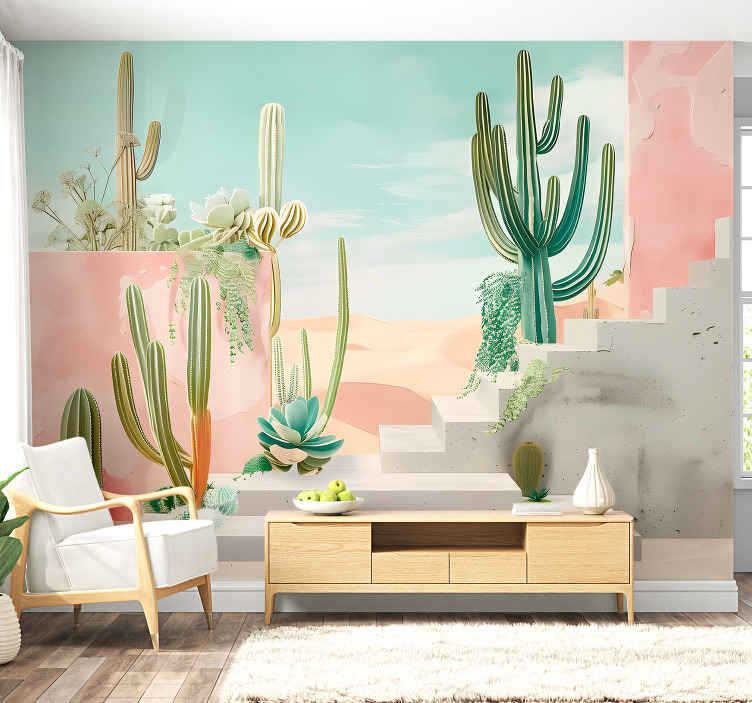 Cactus design desert mural