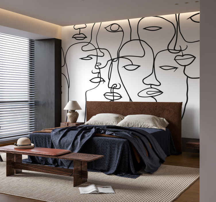 Face pattern abstract wall mural