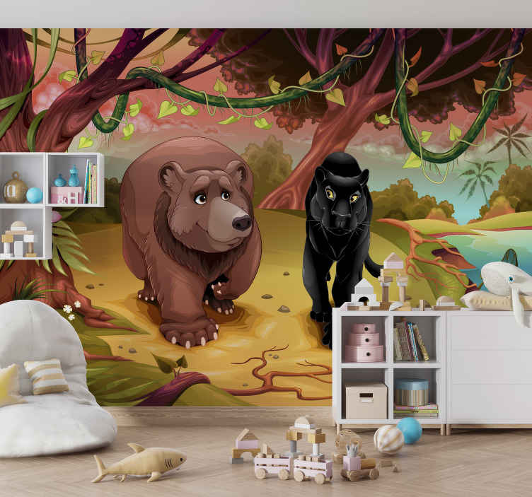 Fototapete Kinderzimmer verzauberte tierwelt - TenStickers