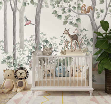 Tapisserie pour chambre bébé animaux dans les bois - TenStickers