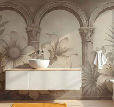 Tapisserie salle de bain arches botaniques - TenStickers
