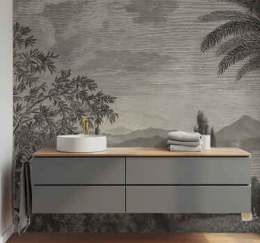Fotomurale per bagno natura paesaggio grigio - TenStickers