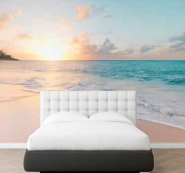 Kalm zonsondergangontwerp fotobehang strand - TenStickers