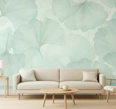 fototapety na stenu do obyvacky zelené listy ginka - Tenstickers