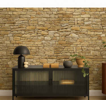Fototapeta do salonu beżowy kamienny mur - TenStickers