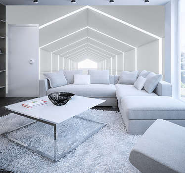 Futuristic white tunnel corridor 3d wallpaper - TenStickers